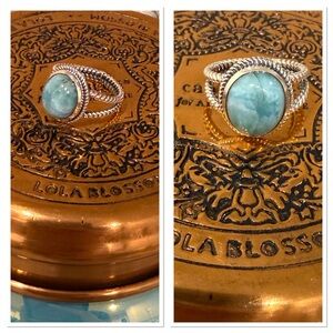 Larimar Sterling Silver Braided Ring